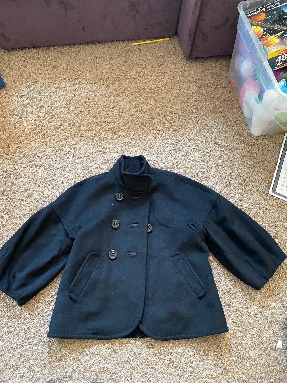 BCBGMaxAzria Womens Black Wool Pea Coat